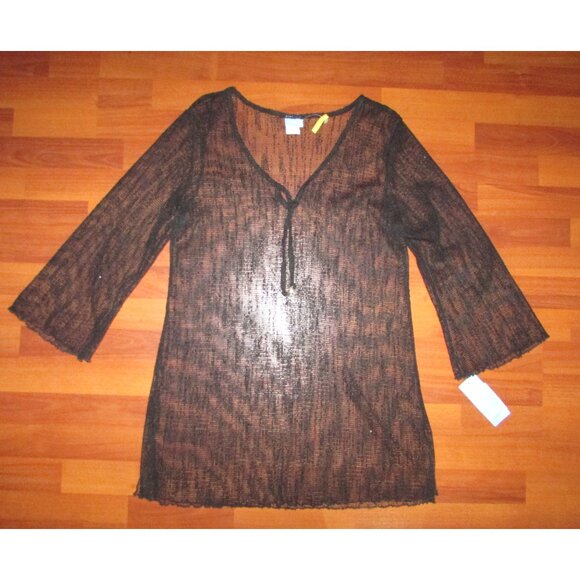 Dotti Black Sparkle Mesh Swimsuit Coverup - S - NEW - Picture 7 of 7